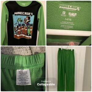 Minecraft kids pajama top and bottom set in excellent condition, size 14/16